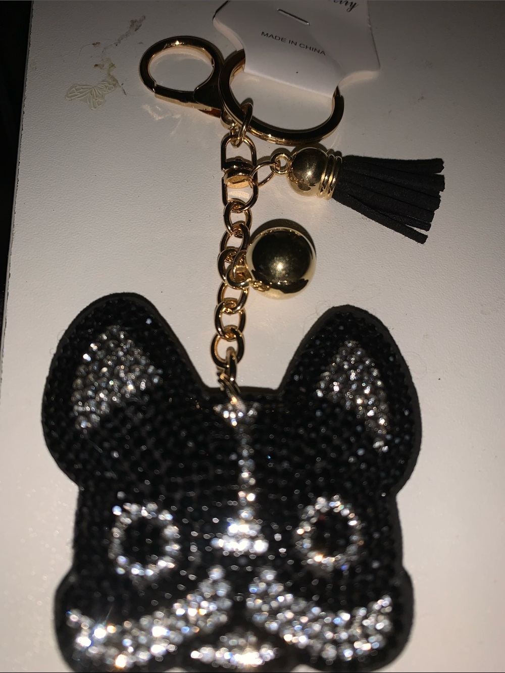 Boston terrier dog purse/bag charm Keychain w/tassel